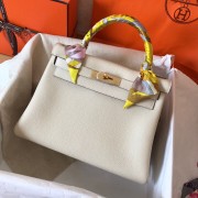 Imitation Hermes Kelly 28cm Shoulder Bags Togo Leather KL28 Cream White PY158VO34