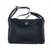 Imitation Hermes Lindy 30CM Grainy Leather Shoulder Bag H6207 Black PY1562uq94