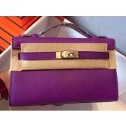 Imitation Hermes MINI Kelly 22cm Tote Bag Calfskin Leather K22 Purple PY1036ye39