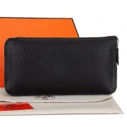 Imitation Hermes Zipper Wallet Original Leather A309 Black PY2256Gp56