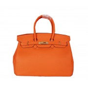 Imitation High Quality Hermes Birkin 35CM Tote Bag Orange Original Grainy Leather H35 Gold PY1687Bo39