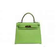 Knockoff Hermes Kelly 32cm Shoulder Bag Green Saffiano Leather K32 Gold PY1805kC27