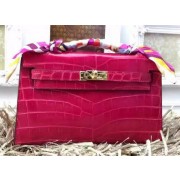 Knockoff Hermes MINI Kelly 22cm Tote Bag Croco Leather KL22 Rose PY967TL77