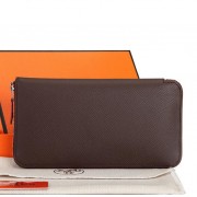 Knockoff Hermes Zipper Wallet Original Saffiano Leather A309 Brown PY2242kD96