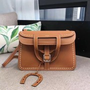 Luxury Hermes Halzan Togo Original Leather H3908 Brown PY175vA84