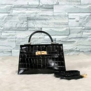 Luxury Hermes Kelly 19cm Tote Bag crocodile Leather KL19 Black PY687Eq40