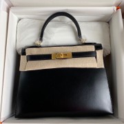 Replica Designer Hermes Kelly 28cm Shoulder Bags Smooth Leather KL28 Black PY397sk97