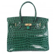 Replica Hermes Birkin 35CM Tote Bag Green Iridescent Croco Leather Gold PY1610ls37