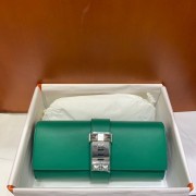 Replica Hermes H Medor swift Leather Clutch 37566 green&Silver hardware PY125Va47