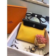 Replica Hermes Herbag 31CM Original Canvas Leather & Calfskin 45987 Yellow&Black PY823ui32