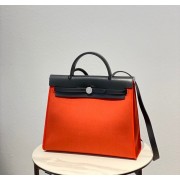 Replica Hermes Herbag 31CM Original Canvas Leather & Calfskin 48887 orange&black PY111Xe44