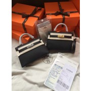 Replica Hermes Kelly 19cm Shoulder Bags Epsom Leather KL19 black PY431zr53