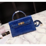 Replica Hermes Kelly 19cm Tote Bag crocodile Leather KL19 blue PY759cK54