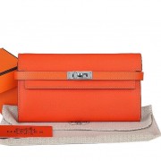 Replica Hermes Kelly Original Saffiano Leather Bi-Fold Wallet A708 Orange PY2226SV68