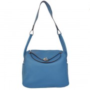 Replica Hermes Lindy 30CM Havanne Handbags 1057 Blue Leather Silver Hardware Handbags PY1943fN93