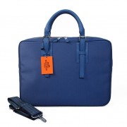 Replica Hermes Mens Briefcase Canvas & Leather H1702D Blue PY1720iF81