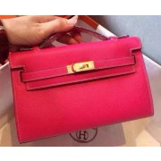 Replica Hermes MINI Kelly 22cm Tote Bag Calfskin Leather K22 Rose PY1040HU34