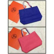 Replica Hermes Shopper Double-Sided Bag Original Leather HS1209 Blue&Pink PY1142Fi42