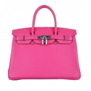 Replica High Quality Hermes Birkin 30CM Tote Bags Light Rosy Grainy Leather Silver PY1584Jh90