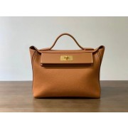 Replica High Quality Hermes Kelly Original togo Leather Tote Bag H2424 gold brown PY220Jh90