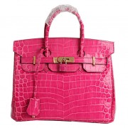 Replica Top Hermes Birkin 30CM Tote Bags Peach Croco Leather Gold PY1624of41