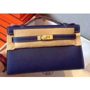 Replica Top Hermes MINI Kelly 22cm Tote Bag Calfskin Leather K22 Blue PY1042Il23