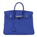 AAA Hermes Birkin 35CM Tote Bag Blue Original Leather H35 Silver PY1702Wl50