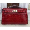 AAA Hermes MINI Kelly 22cm Tote Bag Croco Leather KL22 Burgundy PY970KV93