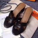 AAA Hermes Sandals Togo Leather HO0471 Black PY3407Wl50