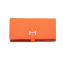 Copy Hermes Bearn Japonaise Bi-Fold Wallet Grainy Leather H68942 Orange PY2183fh25