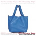 Copy Hermes Picotin Lock MM Bag in Clemence Leather 8616 Blue PY1842fh25