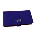 Designer Hermes Bearn Japonaise Grainy Leather Wallet H8622W Royal PY2158eL18