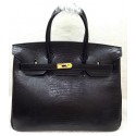 Fake Hermes Birkin 35CM Tote Bag Lizard Leather HB35GL Black PY1167IL96