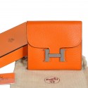 Fashion Hermes Constance Wallets Togo Leather A608 Orange PY2315Za62