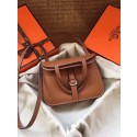 Fashion Hermes Original Halzan mini bag H069523 brown PY719ur96