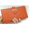 First-class Quality Hermes Bearn Japonaise Bi-Fold Wallet Litchi Leather A208 Orange PY2116fm32