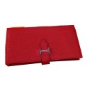 Hermes Bearn Japonaise Grainy Leather Wallet H8622W Red PY2156xy73