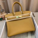 Hermes Birkin 25CM Tote Bag Original Leather H25T Yellow PY491bW68