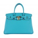 Hermes Birkin 30CM Tote Bags Light BLue Grainy Leather Gold PY1587im52