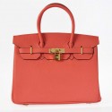 Hermes Birkin 30CM Tote Bags Pompadour Grain Leather Gold PY1936mU75