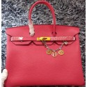 Hermes Birkin 35CM Tote Bag Litchi Leather HB35GL Rose PY1192tQ92