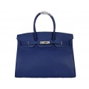 Hermes Birkin 35CM Tote Bag RoyalBlue Clemence Leather H35 Silver PY1777ot97