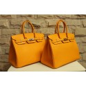 Hermes Birkin 35CM Tote Bag Yellow Clemence Leather H6089 Gold/Silver PY1400bR82