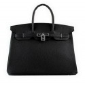 Hermes Birkin 35CM Tote Bags Black Grainy Leather H-35 Silver PY1421bp40