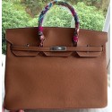 Hermes Birkin 40CM Bag Wheat Litchi Leather BK40 Silver PY1116ym68