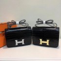 Hermes Constance Bag Croco Leather H9978C Black PY876AT21