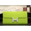 Hermes Constance Long Wallets Original Leather HA909 Light Green Wallets PY2127EW67