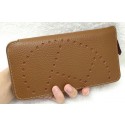 Hermes Evelyn Long Zip Wallet Litchi A808 Wheat PY2118ot97