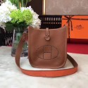 Hermes Evelyne mini 17cm Messenger Bag Original Calf Leather H1187 Light tan PY800Oq54