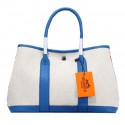 Hermes Garden Party 30cm Tote Bag Canvas Blue PY1378OR71